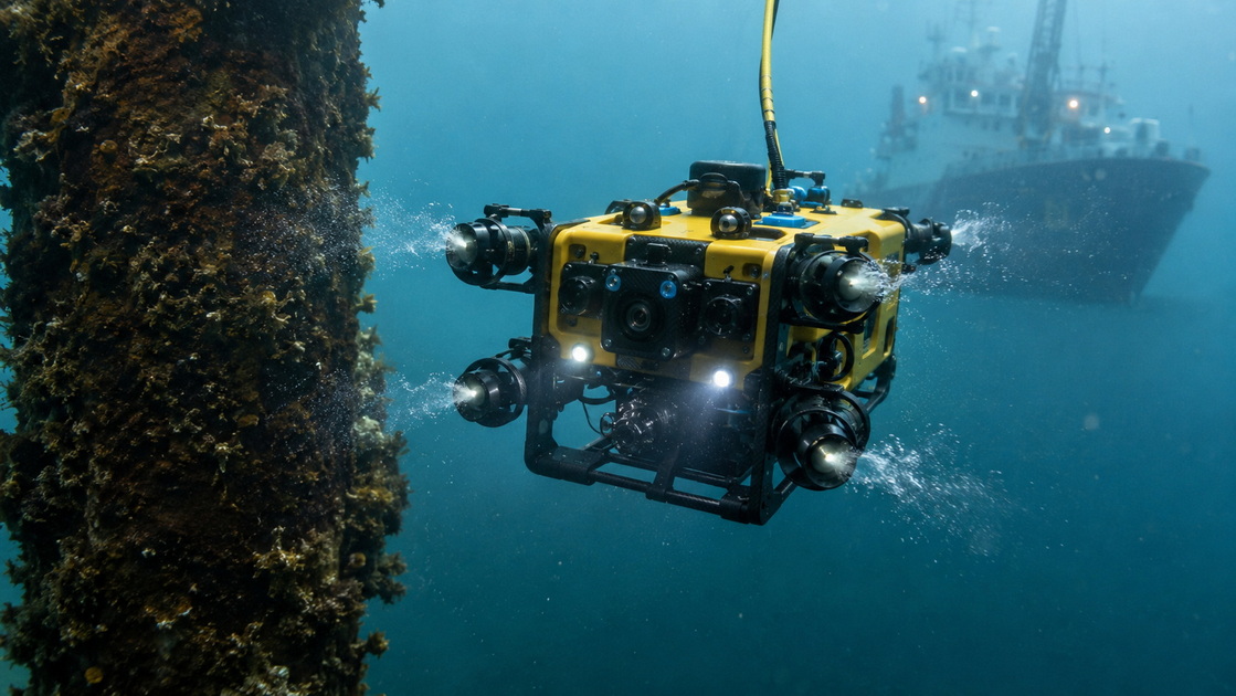 ROV In Operation With Thrusters ROV In Operation With Thrusters