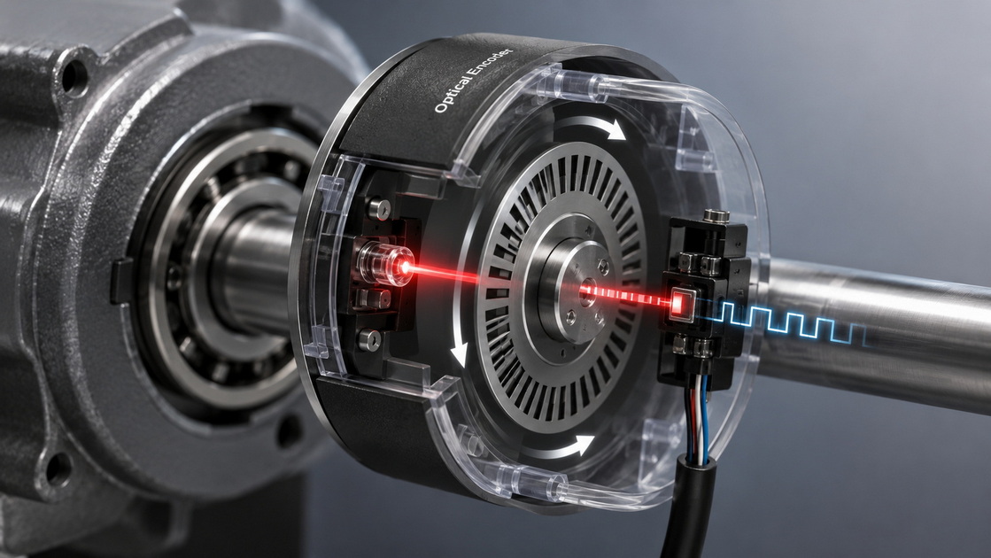 Optical Encoder Motor Shaft Close Up Optical Encoder Motor Shaft Close Up