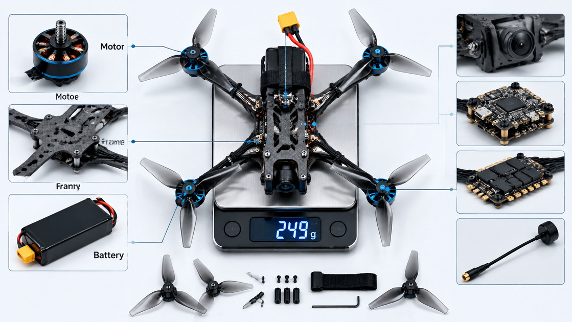 Sub 250g FPV Drone Weight Budget Sub 250g FPV Drone Weight Budget