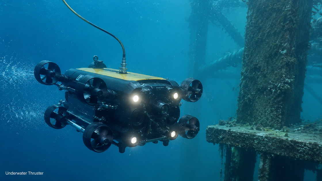 AUV ROV Underwater Thruster In Operation AUV ROV Underwater Thruster In Operation