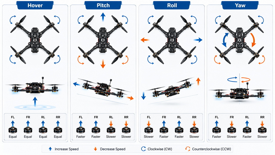 Quadcopter Flight Control Principles