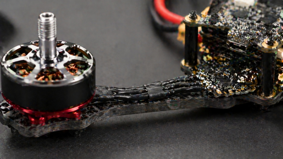 FPV Motor And ESC Wiring Close Up