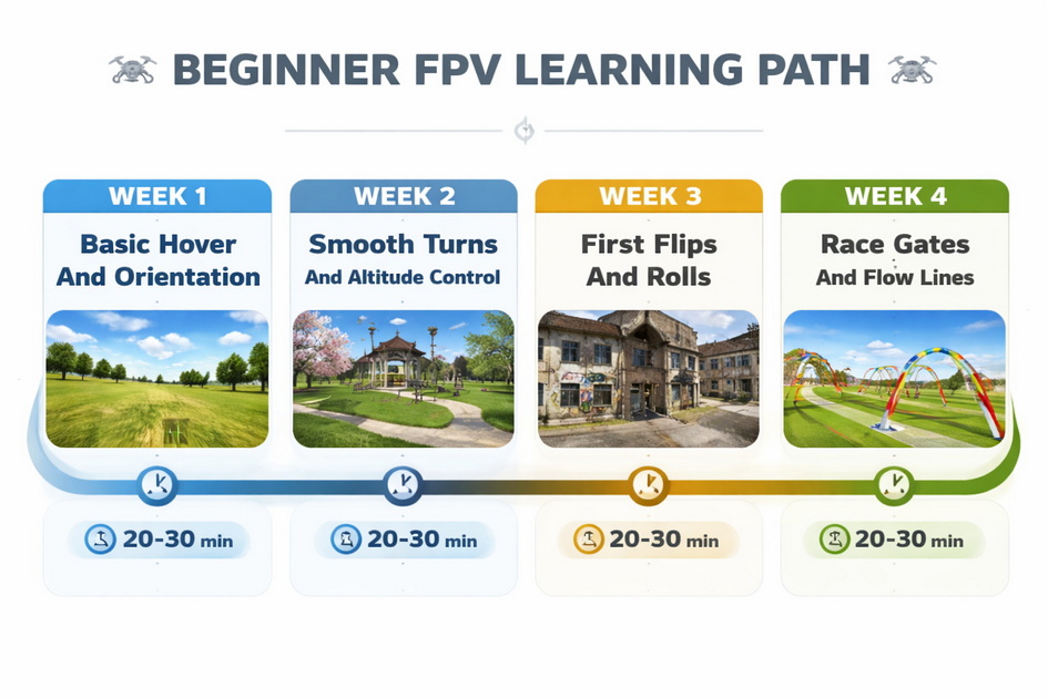FPV Simulator Training Progress Timeline