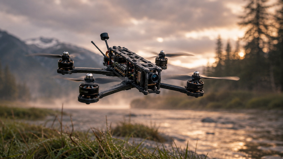 FPV Drone Flying Over Water