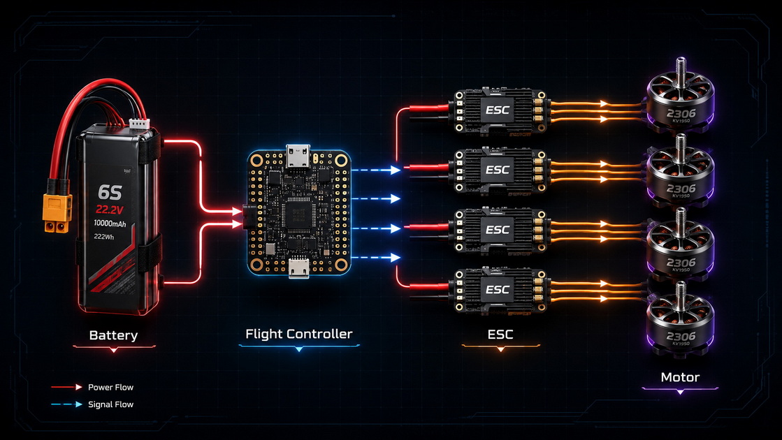 Drone ESC Power Flow Diagram
