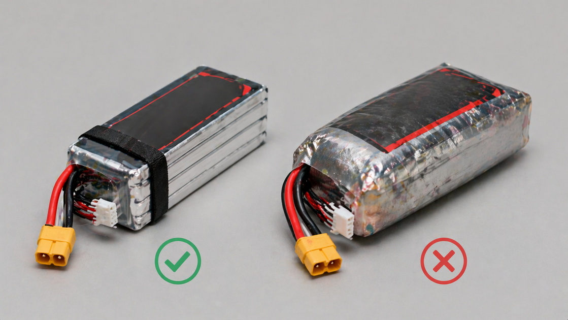 Healthy And Damaged LiPo Comparison