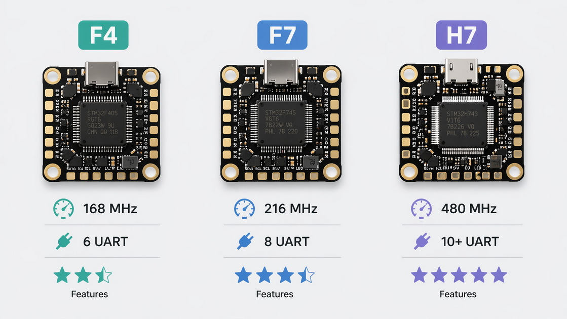 F4 F7 H7 Flight Controller Comparison